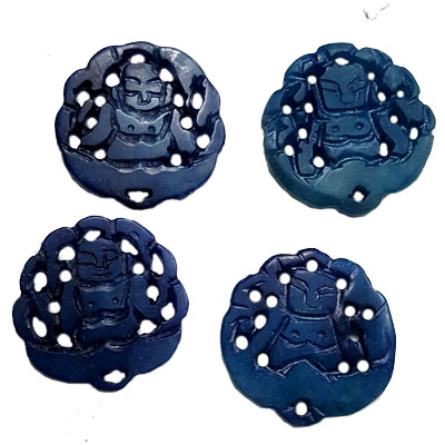 JADE SMALL PENDANT BUDDHA 27MM BLUE (4 PCS)